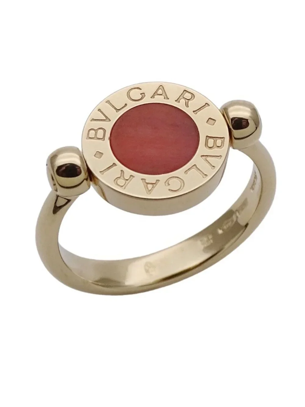 Bvlgari Ring Onyx Coral Flip Yellow Gold No